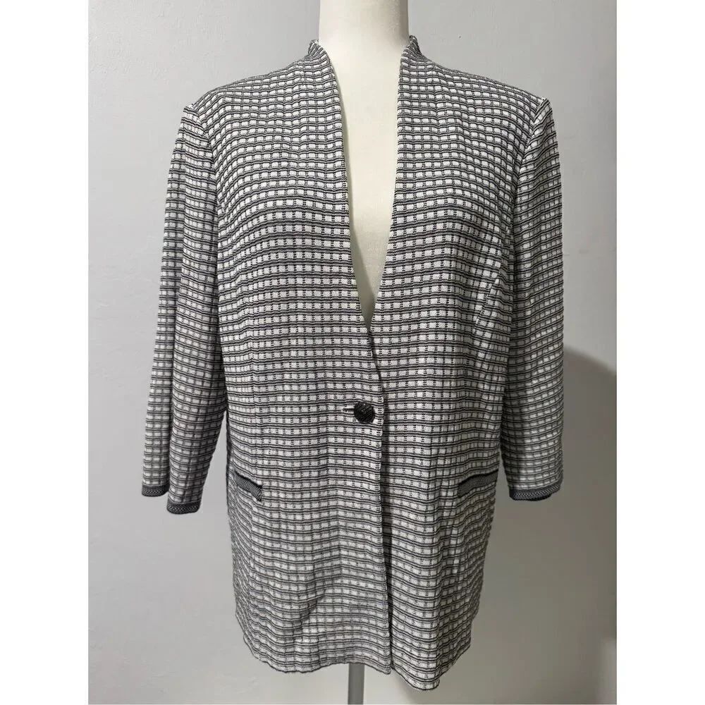 Ming Wang one button front cardigan textured size L